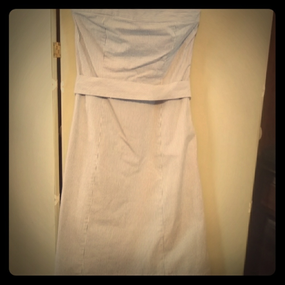 Super Cute Strapless Pin Strip Dress